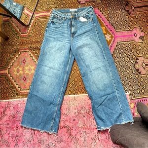Zara high rise wide leg crop jeans